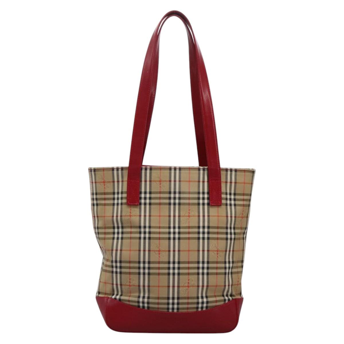 Burberry Nova Check Beige Canvas Shoulder Bag (Pre-Owned)