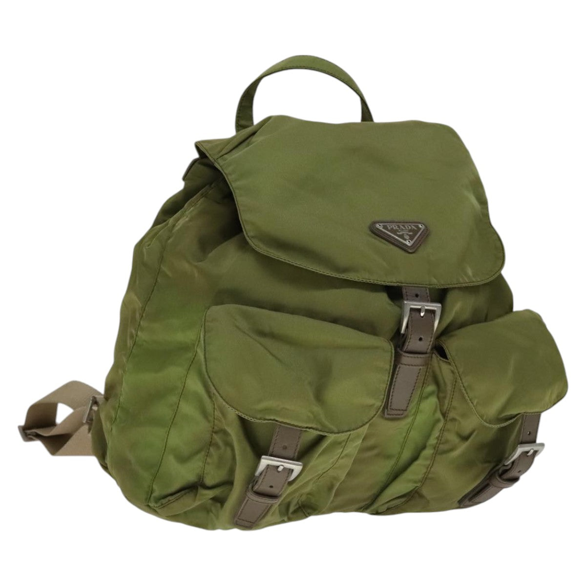 Prada Tessuto Khaki Synthetic Backpack Bag (Pre-Owned)