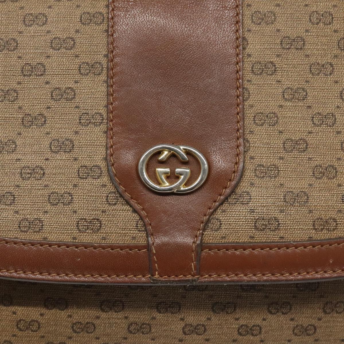 Gucci Micro Small Gg Canvas Brown Canvas Shoulder Bag (Pre-Owned)