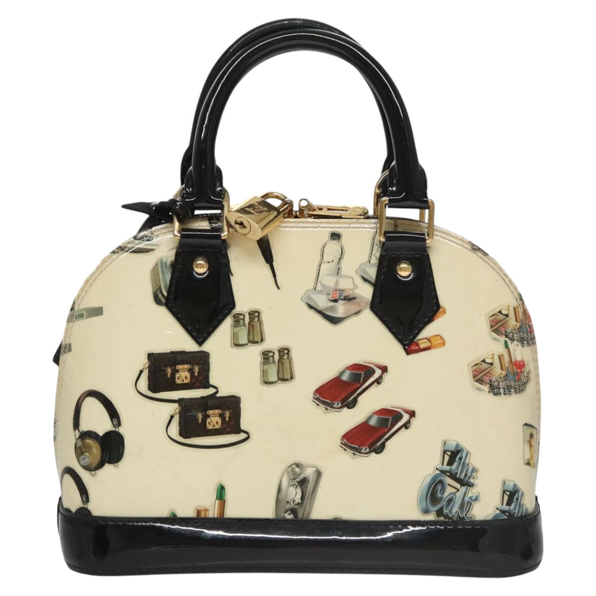 Louis Vuitton Alma Bb Ecru Patent Leather Handbag (Pre-Owned)