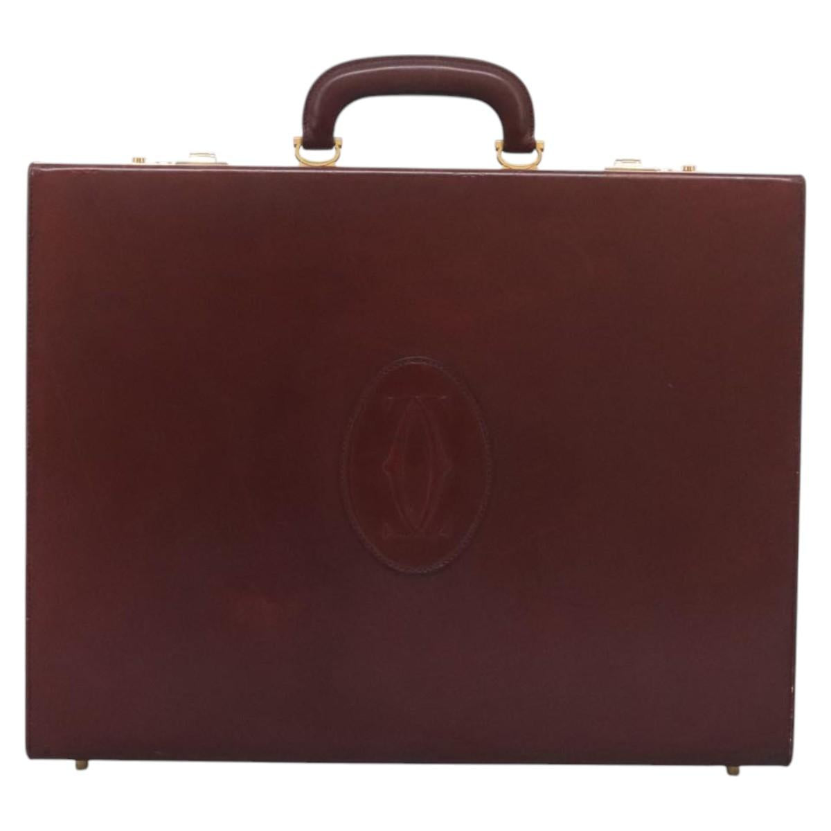 Cartier Must De Cartier Burgundy Leather Travel Bag (Pre-Owned)
