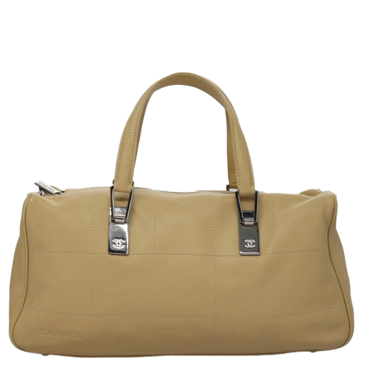Chanel Chocolate Bar Beige Leather Handbag (Pre-Owned)