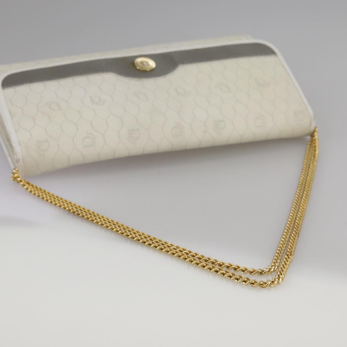Dior Honeycomb White Canvas Shoulder Bag (Pre-Owned)