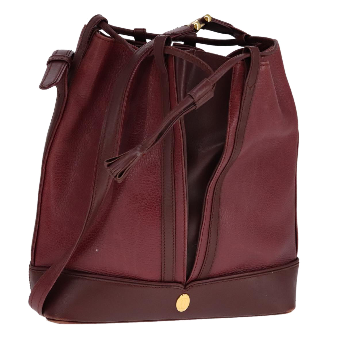 Cartier Must De Cartier Burgundy Leather Shoulder Bag (Pre-Owned)