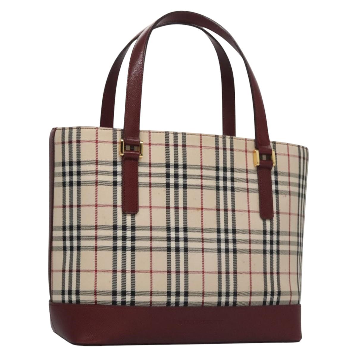 Burberry Nova Check Beige Canvas Shoulder Bag (Pre-Owned)