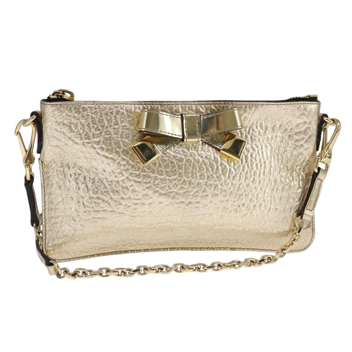 Burberry Gold Leather Shoulder Bag (Pre-Owned)