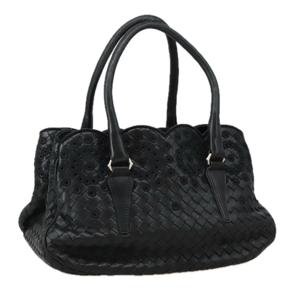 Bottega Veneta Intrecciato Black Leather Handbag (Pre-Owned)