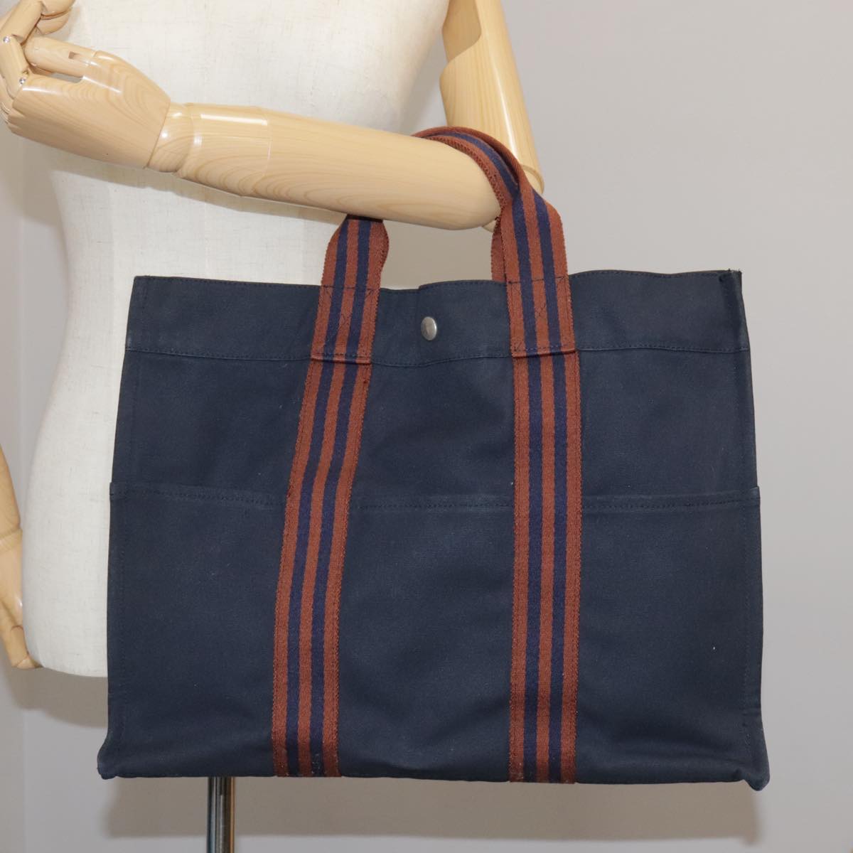 Hermès Toto Navy Canvas Tote Bag (Pre-Owned)
