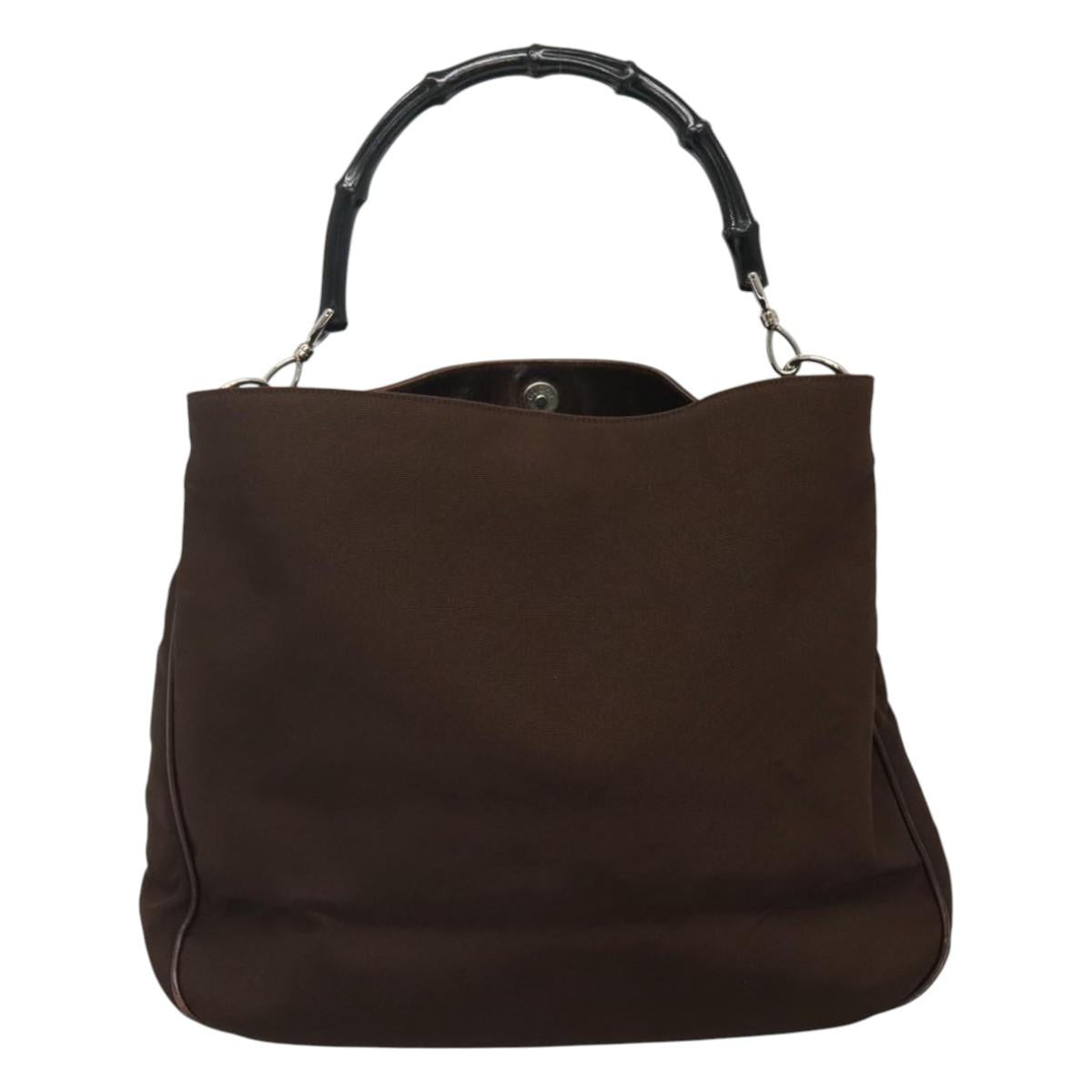 Gucci Bamboo Brown Canvas Handbag (Pre-Owned)