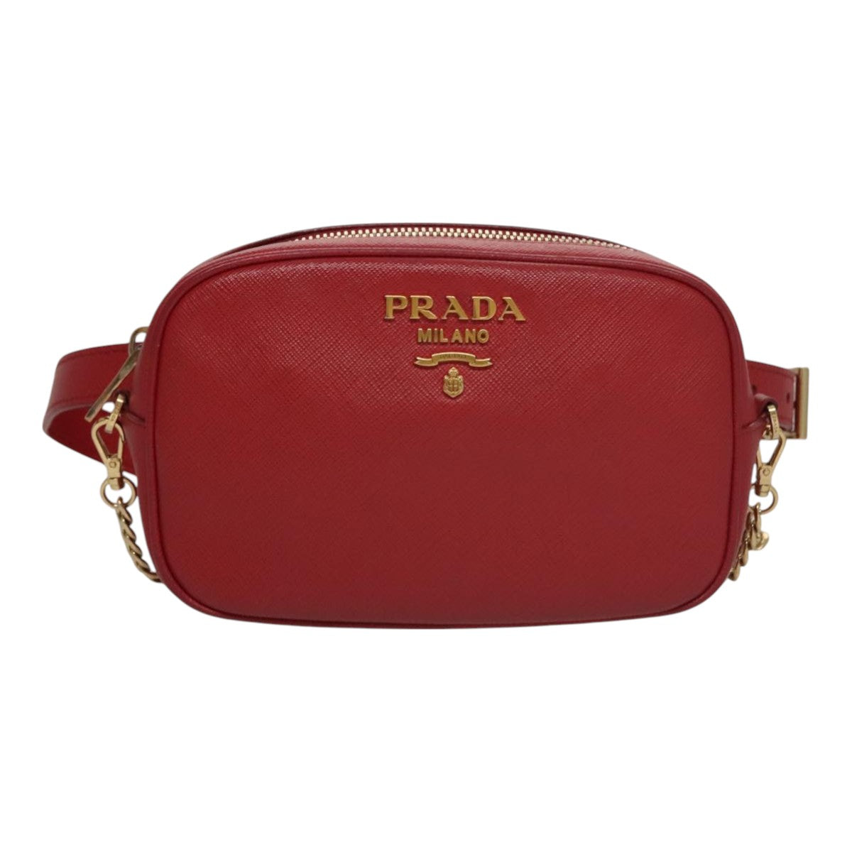 Prada Saffiano Red Leather Shoulder Bag (Pre-Owned)