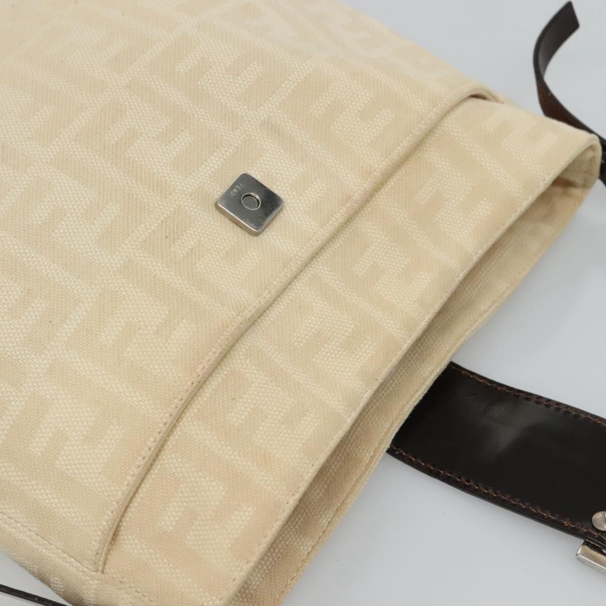 Fendi Zucca Beige Canvas Shoulder Bag (Pre-Owned)