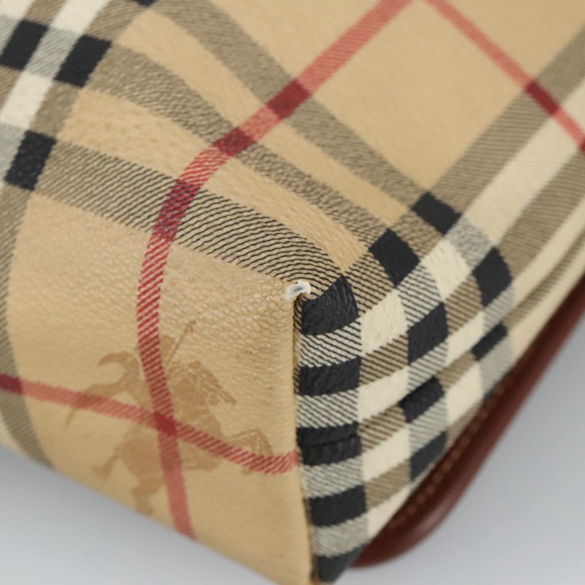 Burberry Nova Check Beige Canvas Shoulder Bag (Pre-Owned)