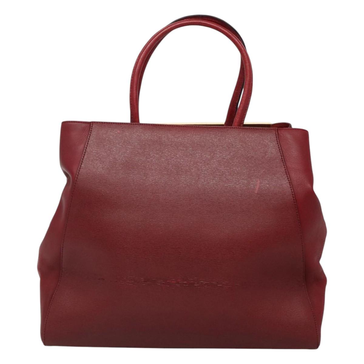 Fendi 2Jours Red Leather Tote Bag (Pre-Owned)