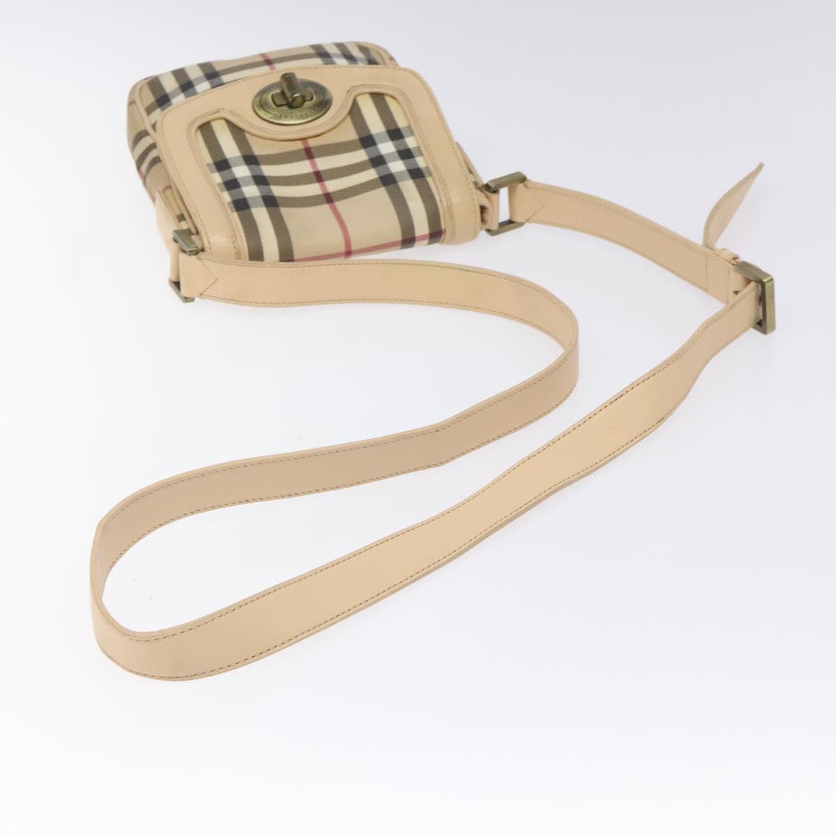 Burberry Nova Check Beige Canvas Shoulder Bag (Pre-Owned)