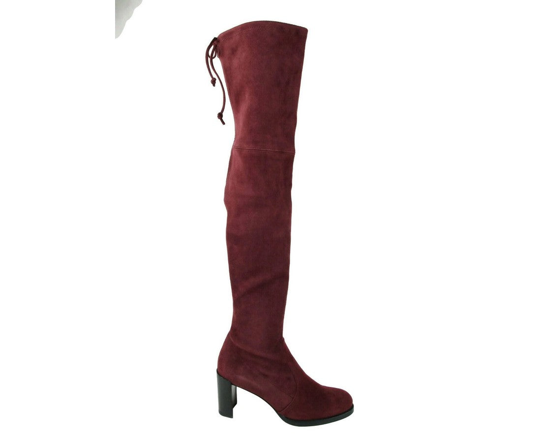 Stuart Weitzman Women's Tipland Cabernet Burgundy Suede Over the Knee Boot