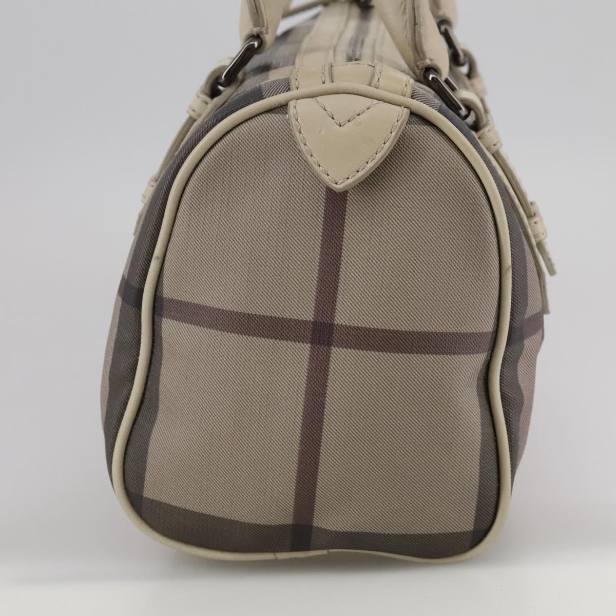 Burberry Smoke Check Grey Canvas Handbag (Pre-Owned)
