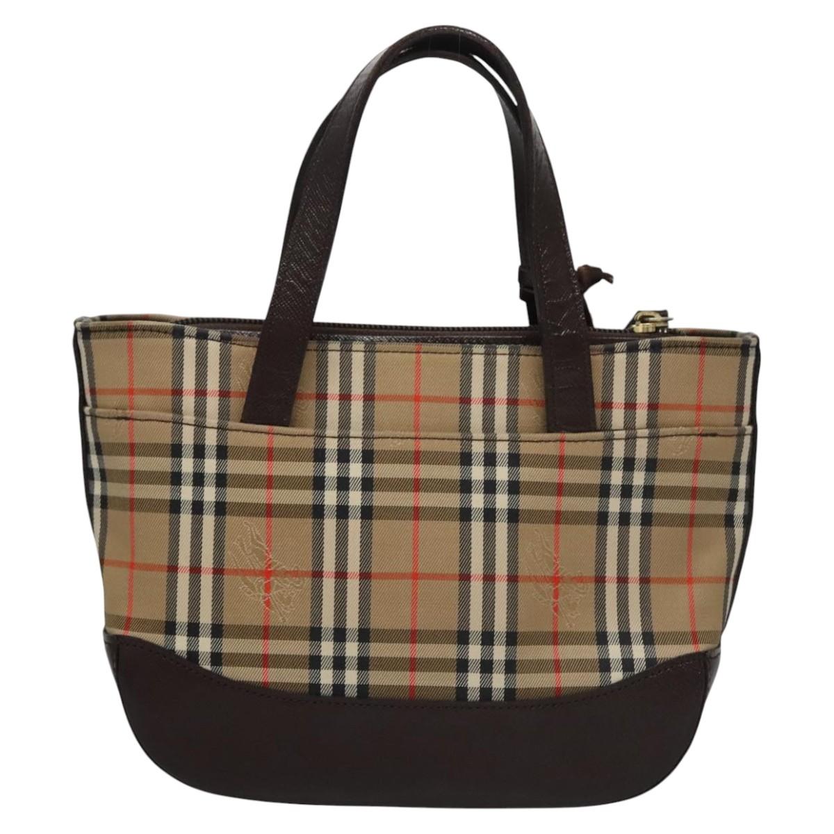 Burberry Nova Check Beige Canvas Handbag (Pre-Owned)