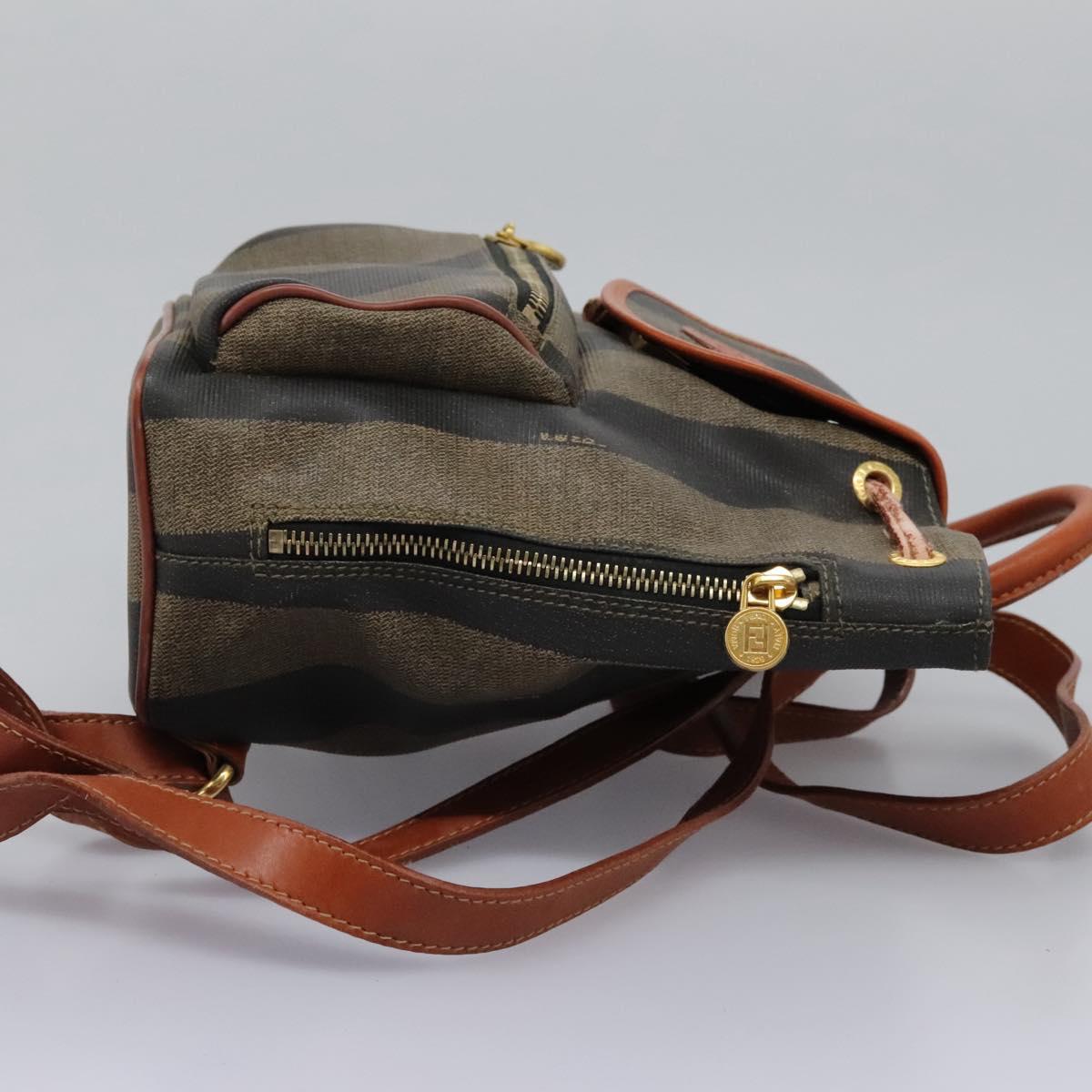 Fendi Pequin Brown Canvas Backpack Bag (Pre-Owned)