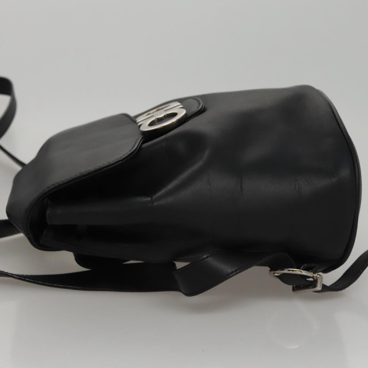 Salvatore Ferragamo Gancini Black Leather Backpack Bag (Pre-Owned)