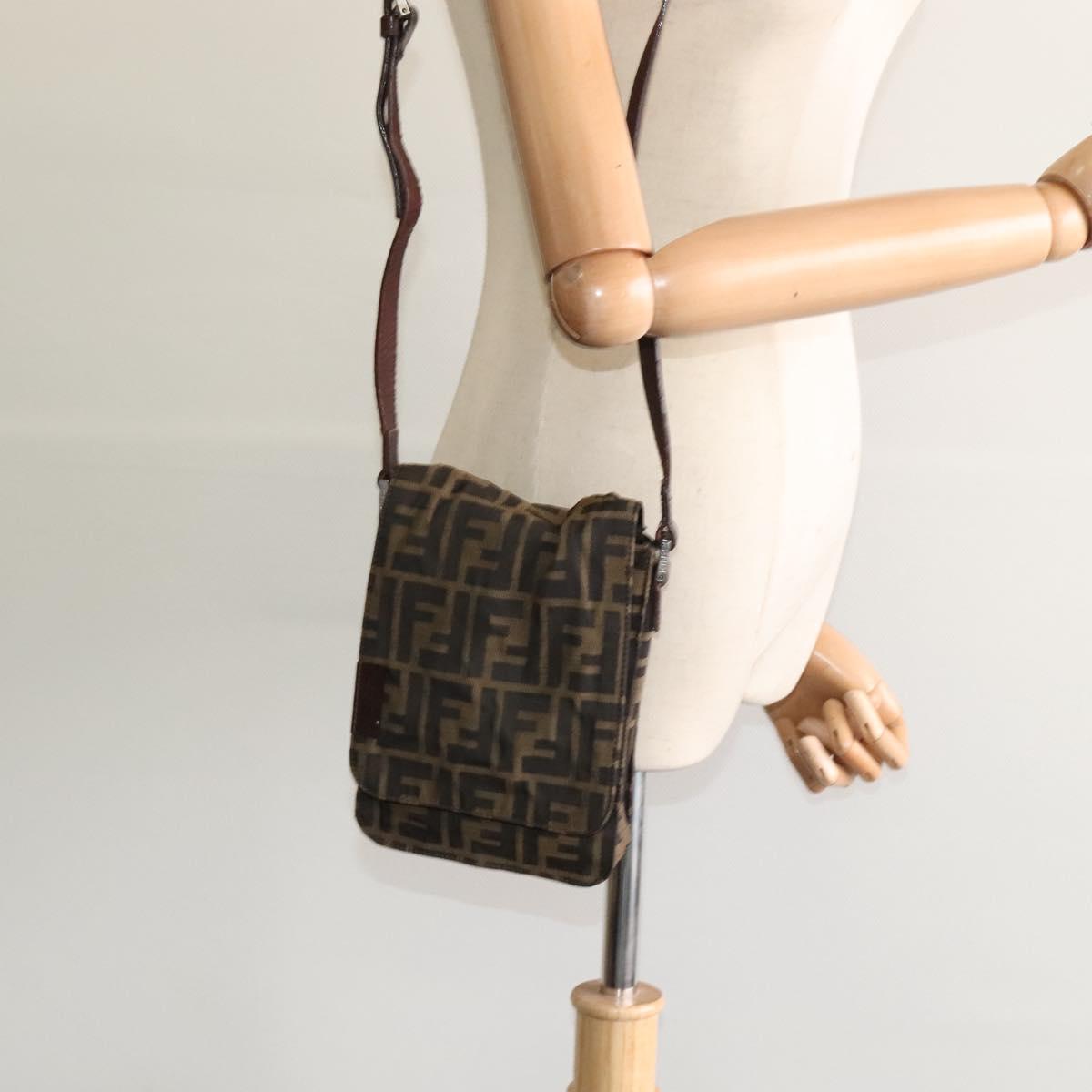 Fendi Zucca Brown Canvas Shoulder Bag (Pre-Owned)