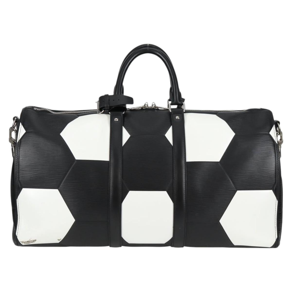 Louis Vuitton Keepall 50 Black Leather Travel Bag (Pre-Owned)