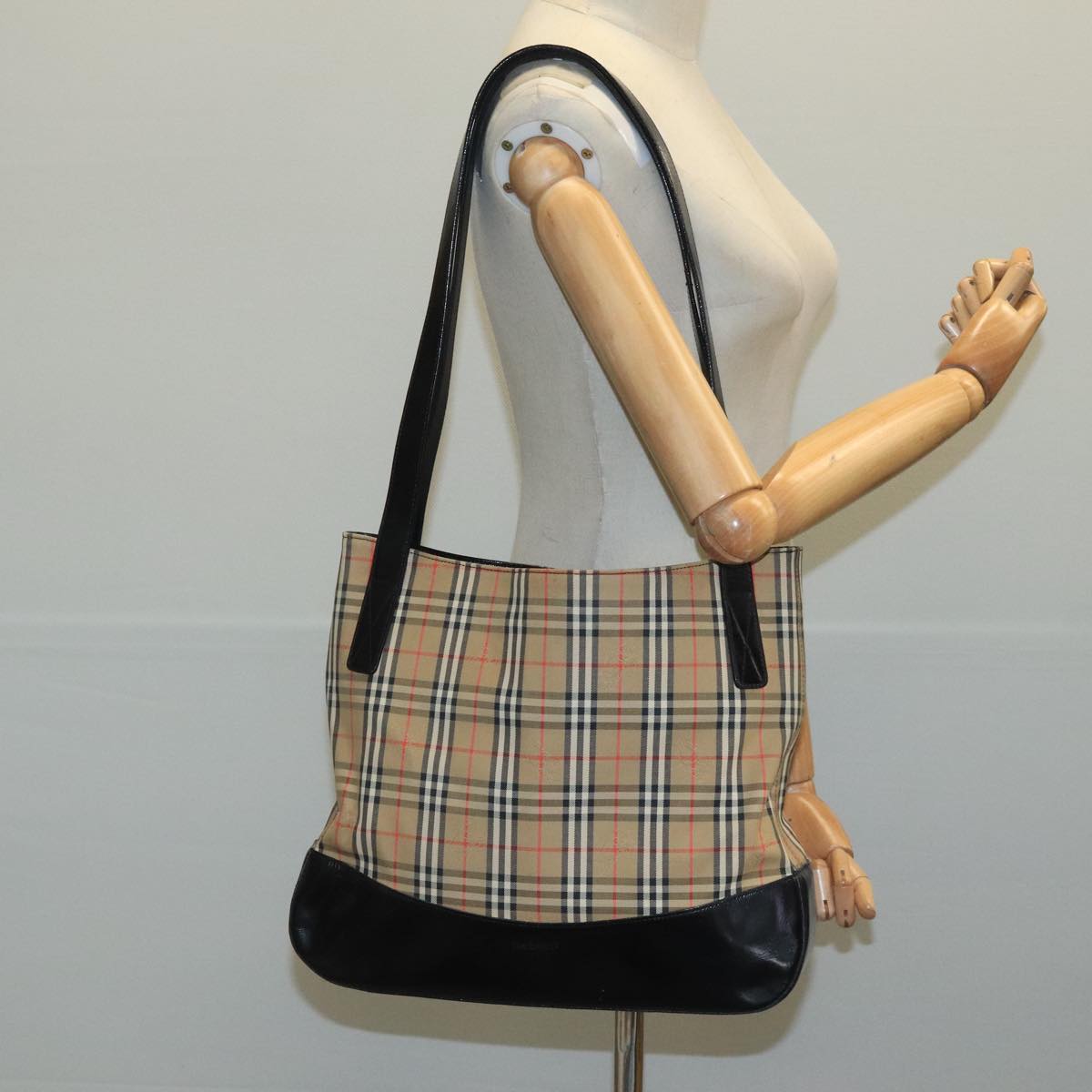 Burberry Nova Check Beige Canvas Tote Bag (Pre-Owned)