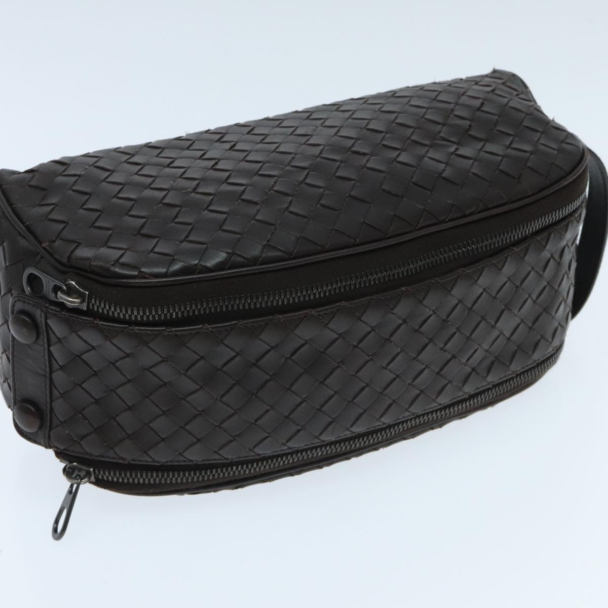 Bottega Veneta Intrecciato Brown Leather Clutch Bag (Pre-Owned)