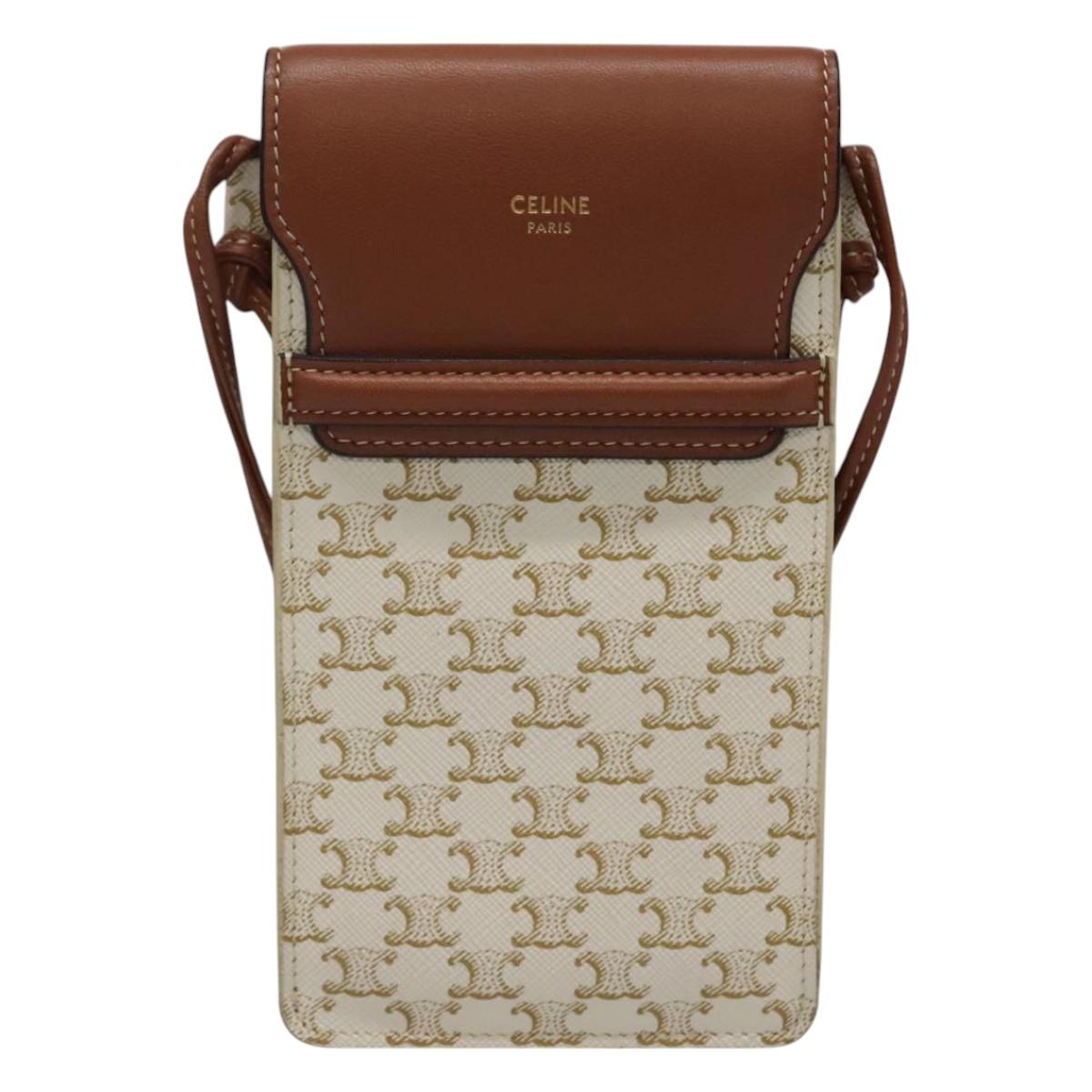 Céline Triomphe Beige Canvas Shoulder Bag (Pre-Owned)