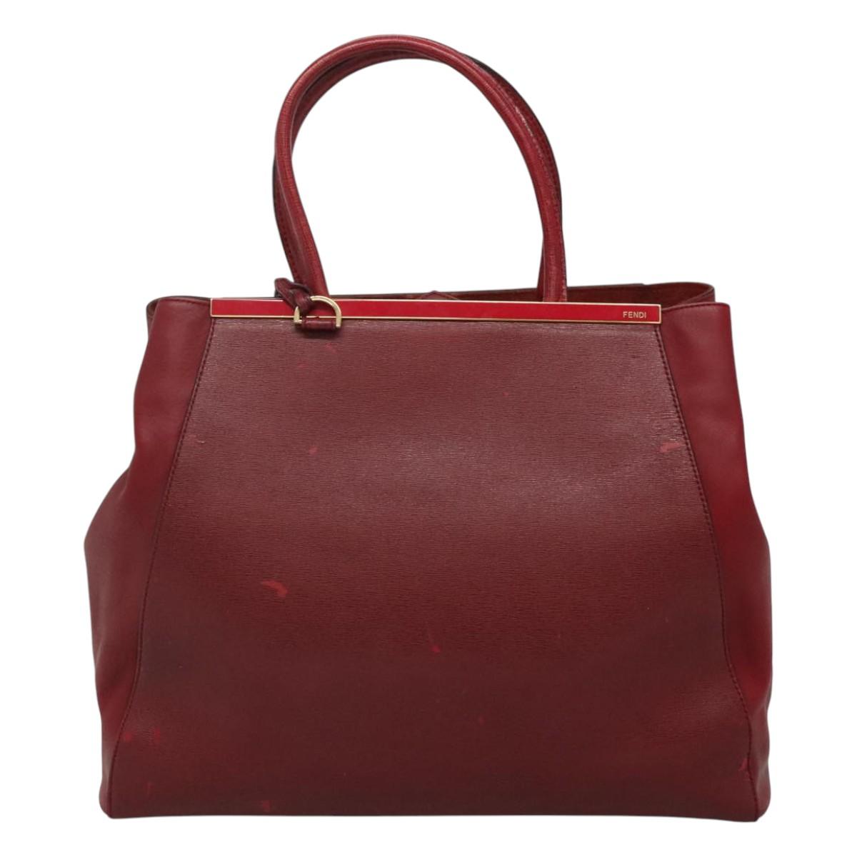 Fendi 2Jours Red Leather Tote Bag (Pre-Owned)
