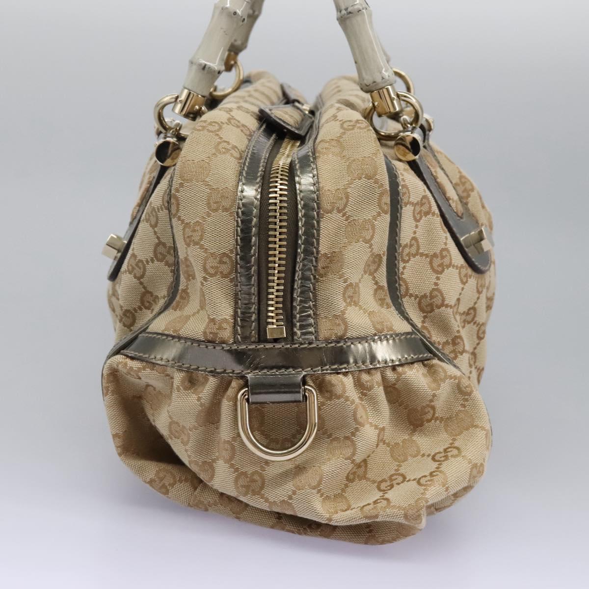 Gucci Bamboo Beige Canvas Handbag (Pre-Owned)