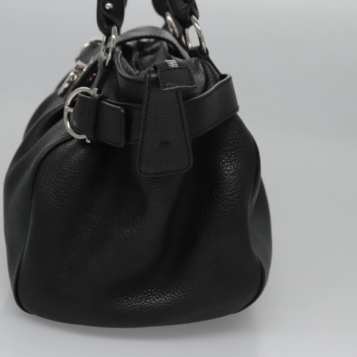 Salvatore Ferragamo Gancini Black Leather Handbag (Pre-Owned)