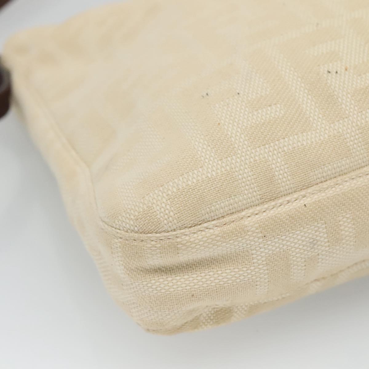 Fendi Zucca Beige Canvas Shoulder Bag (Pre-Owned)