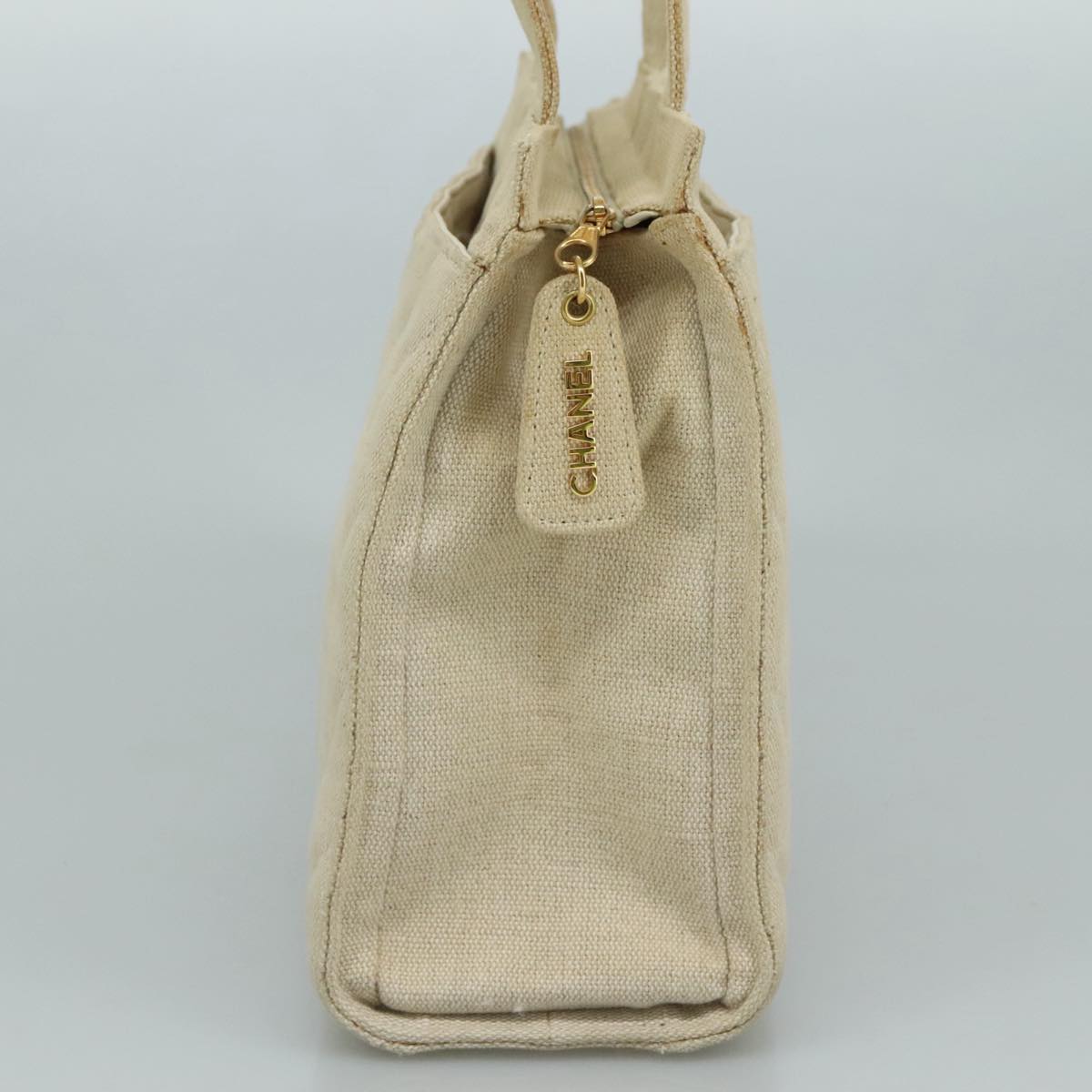 Chanel Quilted Ecru Canvas Tote Bag (Pre-Owned)
