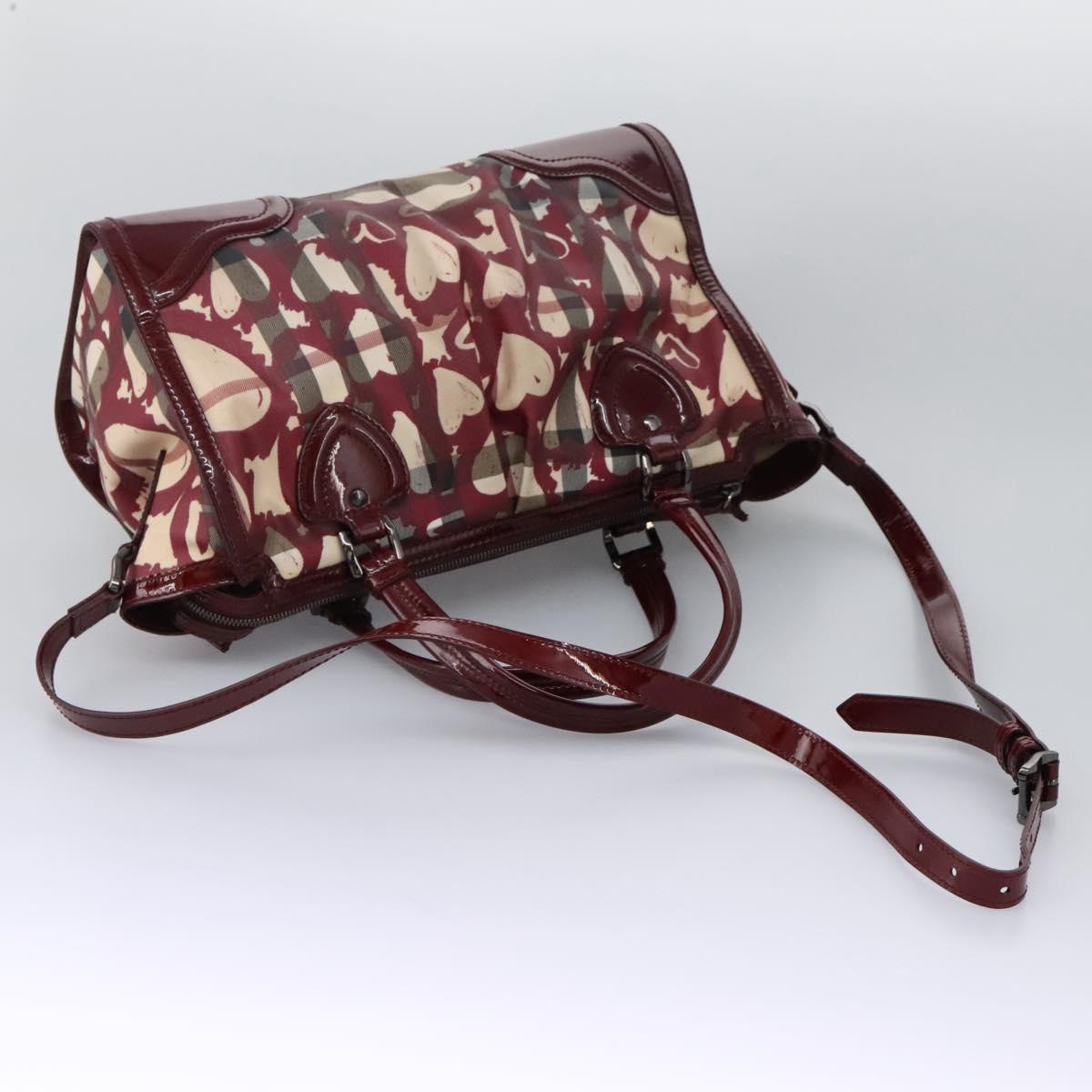 Burberry Heart Burgundy Canvas Travel Bag (Pre-Owned)