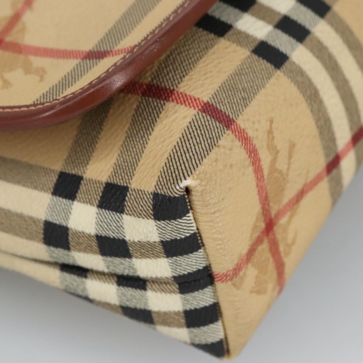 Burberry Nova Check Beige Canvas Shoulder Bag (Pre-Owned)