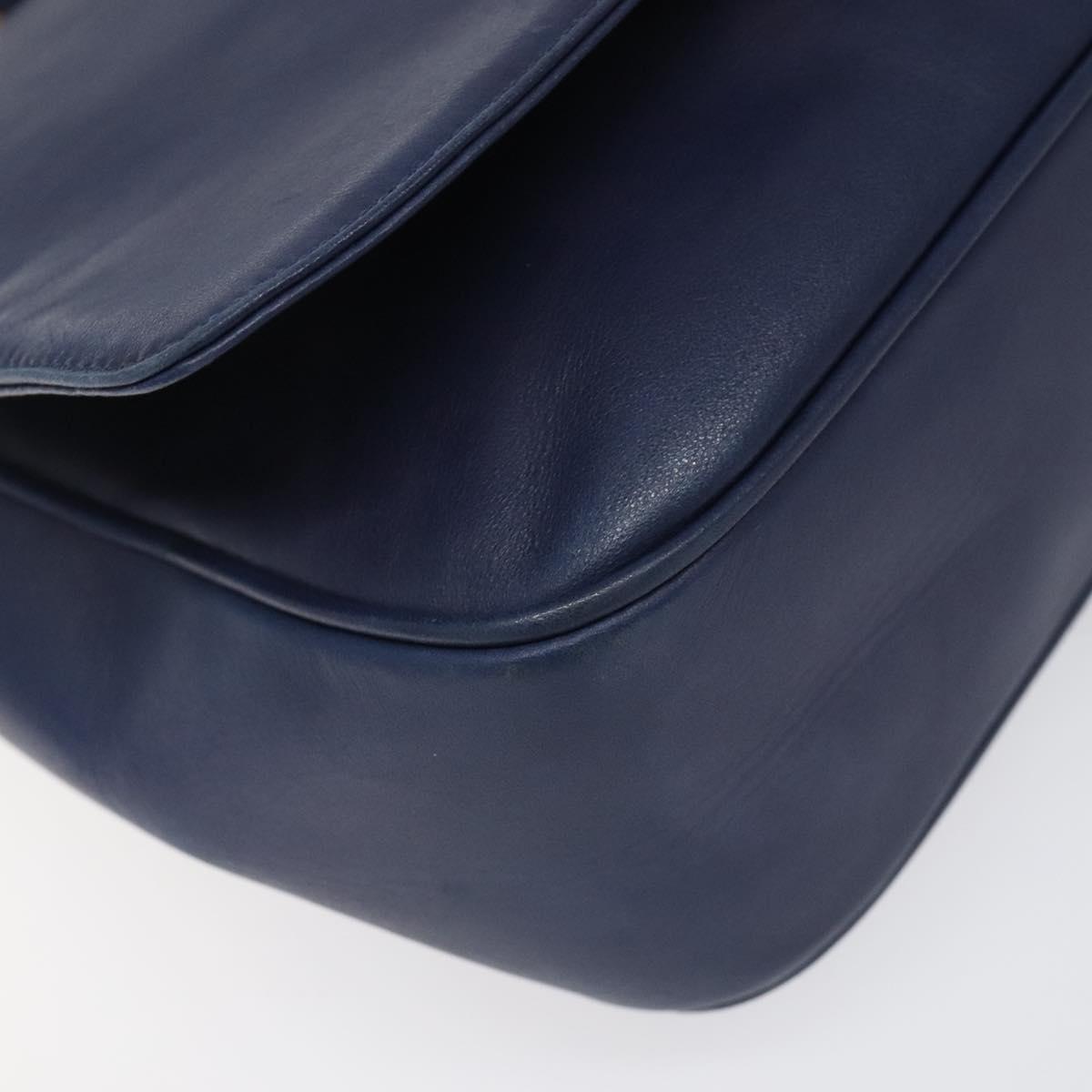 Céline Logo Du Cercle Blue Leather Shoulder Bag (Pre-Owned)