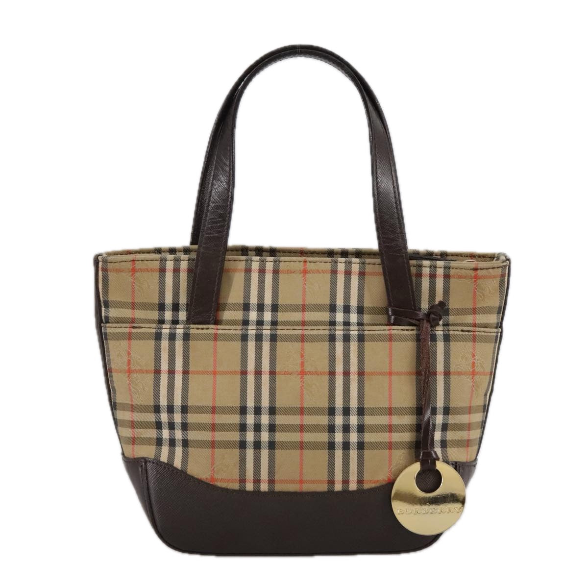 Burberry Nova Check Beige Canvas Handbag (Pre-Owned)