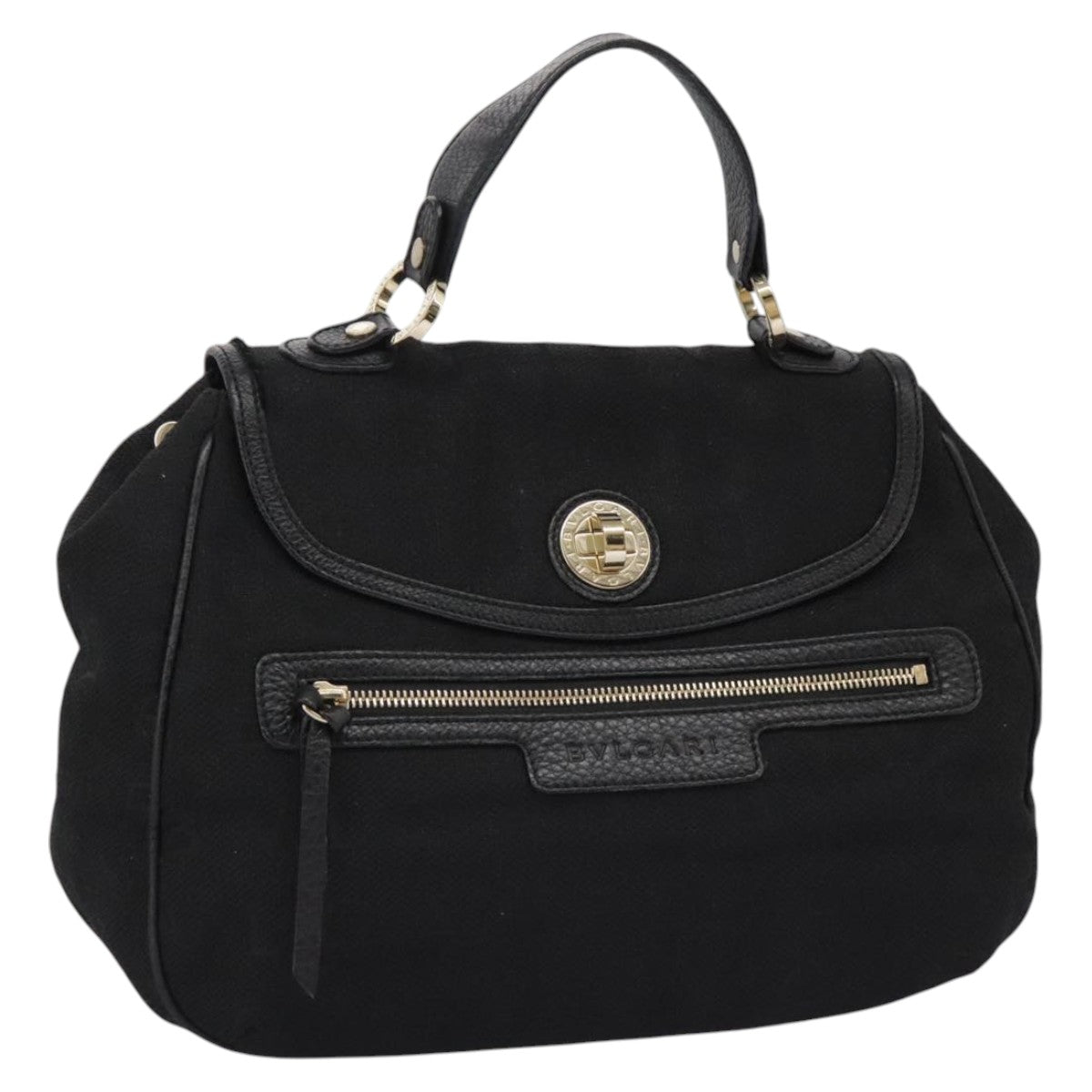 Bulgari Black Canvas Handbag (Pre-Owned)