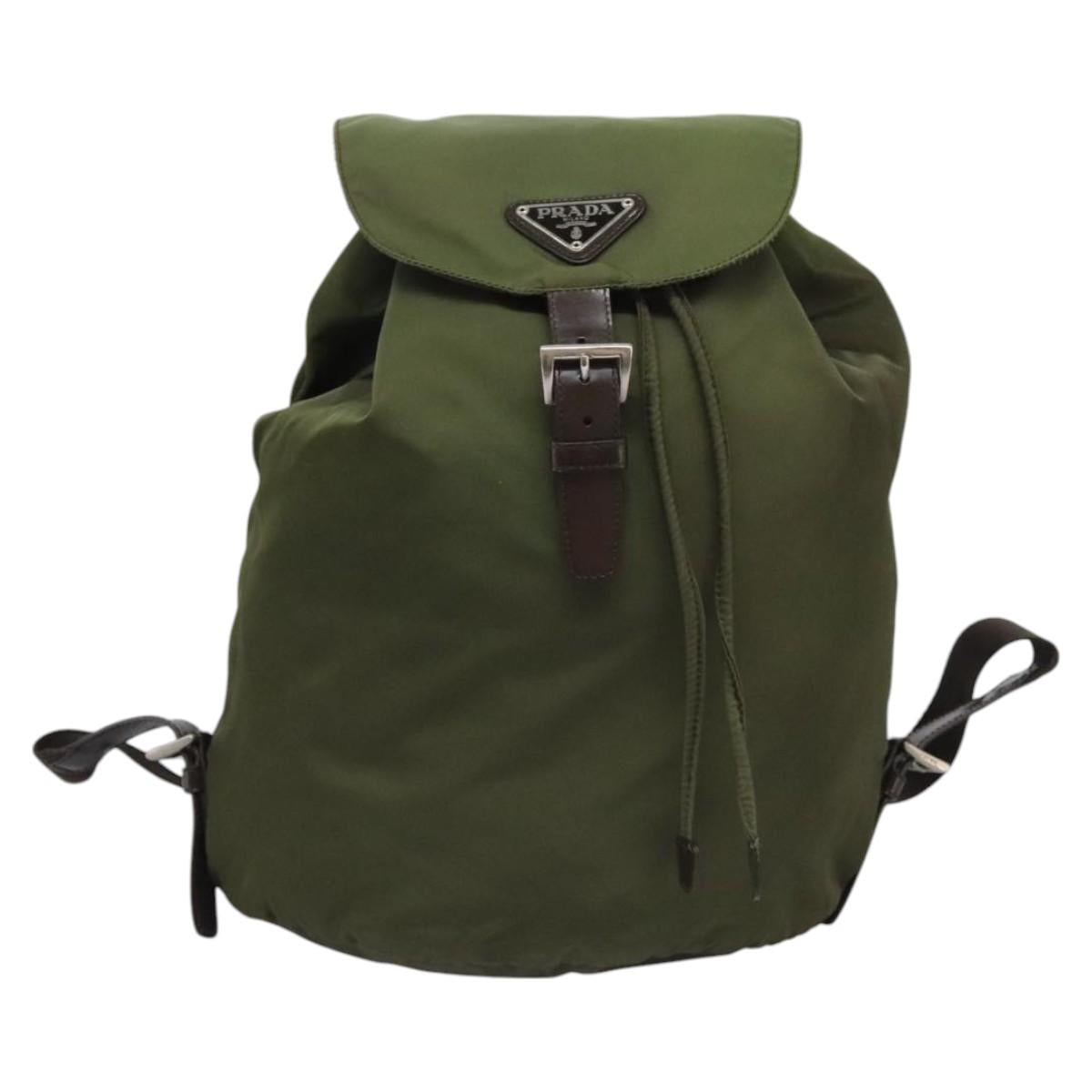 Prada Re-Nylon Khaki Synthetic Backpack Bag (Pre-Owned)