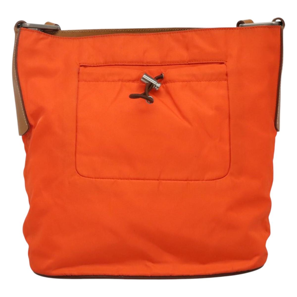 Prada Re-Nylon Orange Synthetic Shoulder Bag (Pre-Owned)