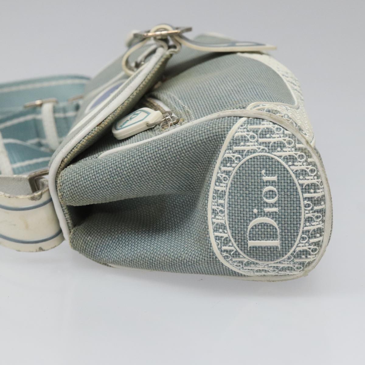 Dior Trotter Blue Canvas Shoulder Bag (Pre-Owned)