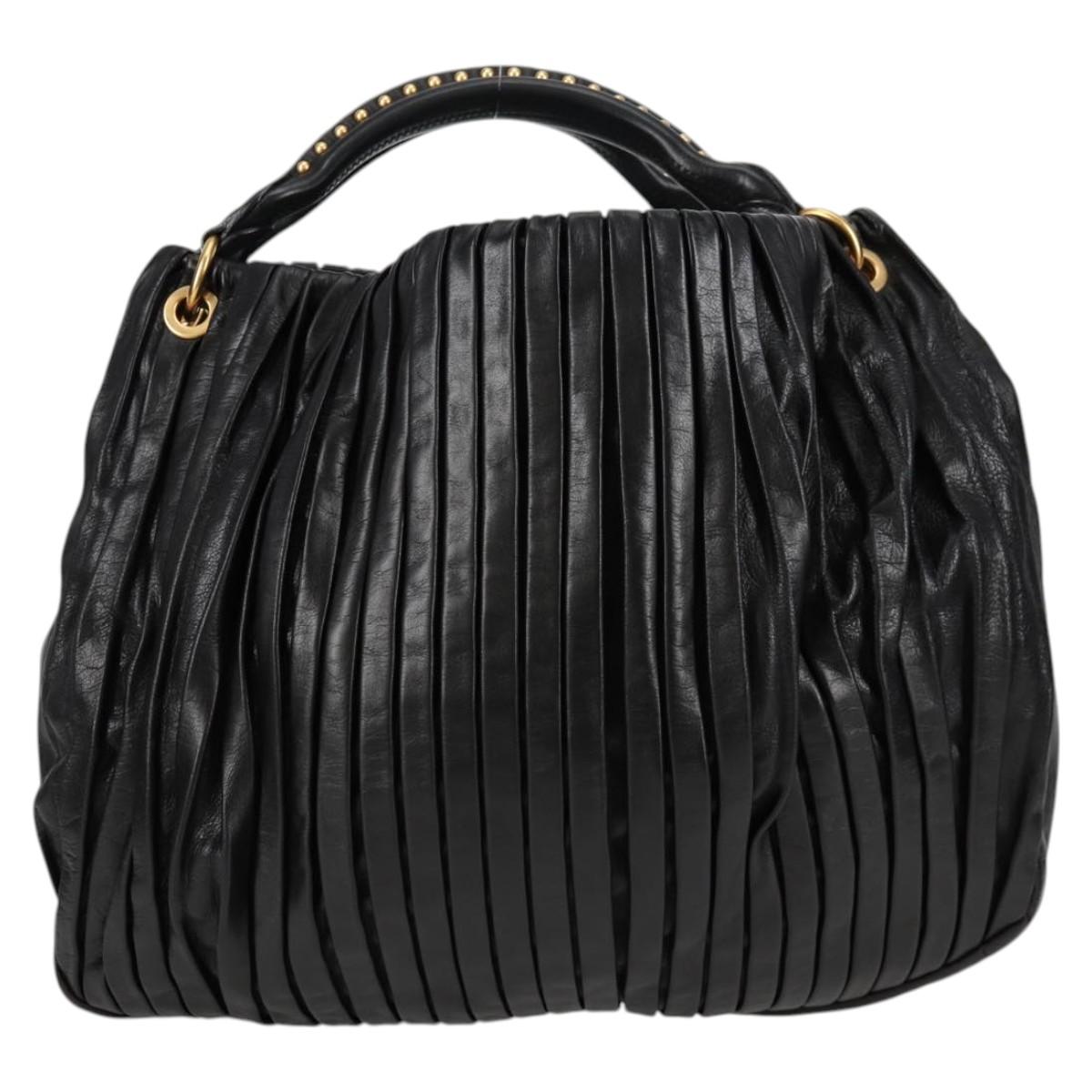 Miu Miu Matelassé Black Leather Handbag (Pre-Owned)