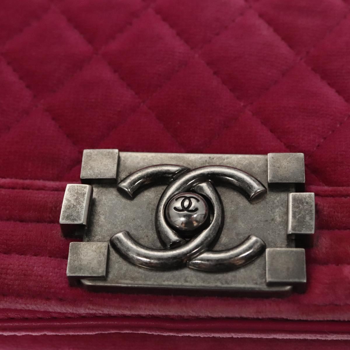 Chanel Boy Pink Velvet Shoulder Bag (Pre-Owned)