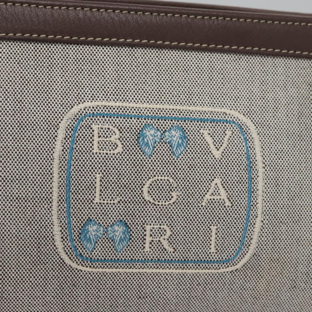 Bulgari Logo Grey Canvas Clutch Bag (Pre-Owned)