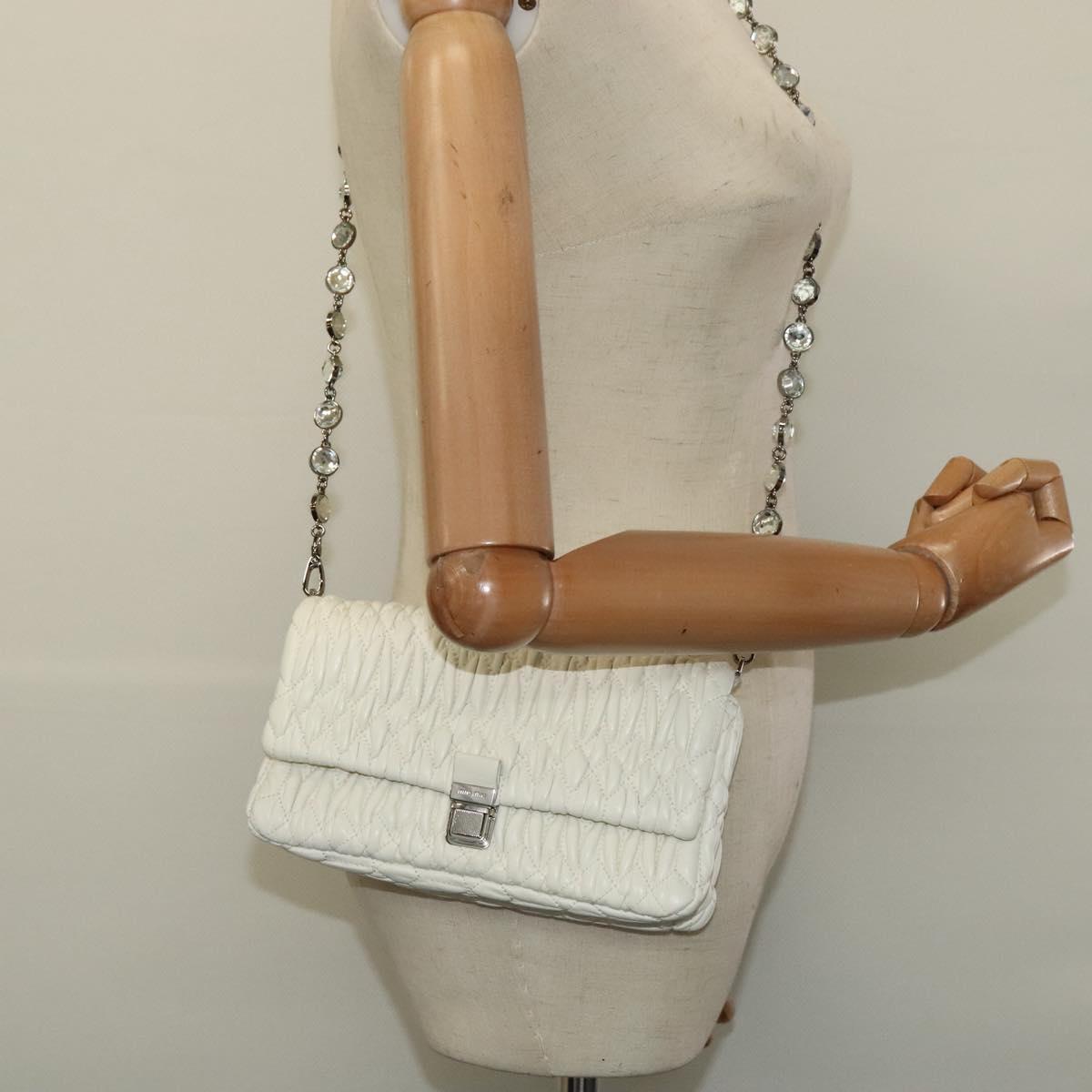 Miu Miu Crystal White Leather Shoulder Bag (Pre-Owned)