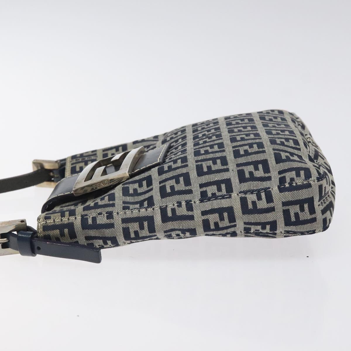 Fendi Zucchino Navy Canvas Shoulder Bag (Pre-Owned)