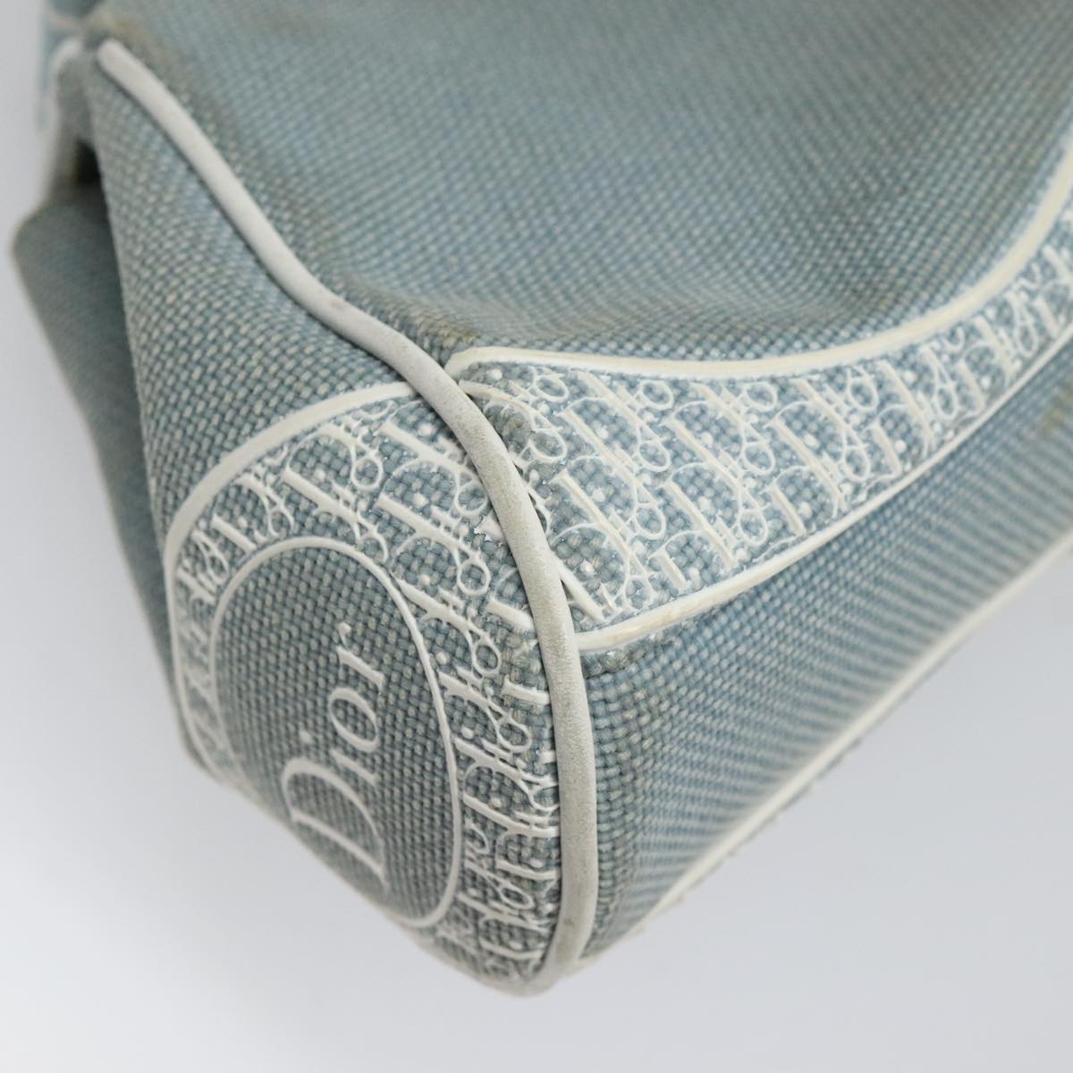 Dior Trotter Blue Canvas Shoulder Bag (Pre-Owned)