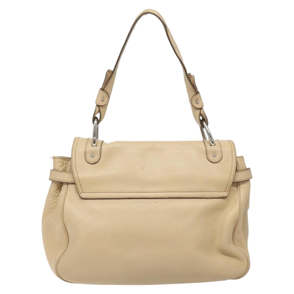 Salvatore Ferragamo Gancini Beige Leather Shoulder Bag (Pre-Owned)
