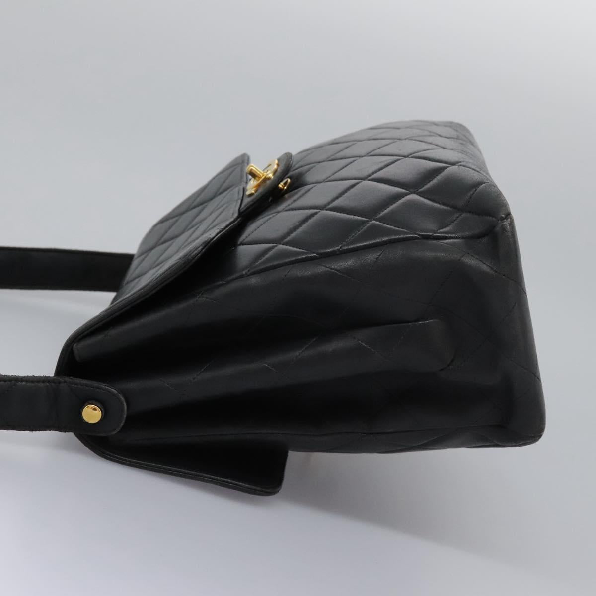 Chanel Classic Flap Black Leather Shoulder Bag (Pre-Owned)