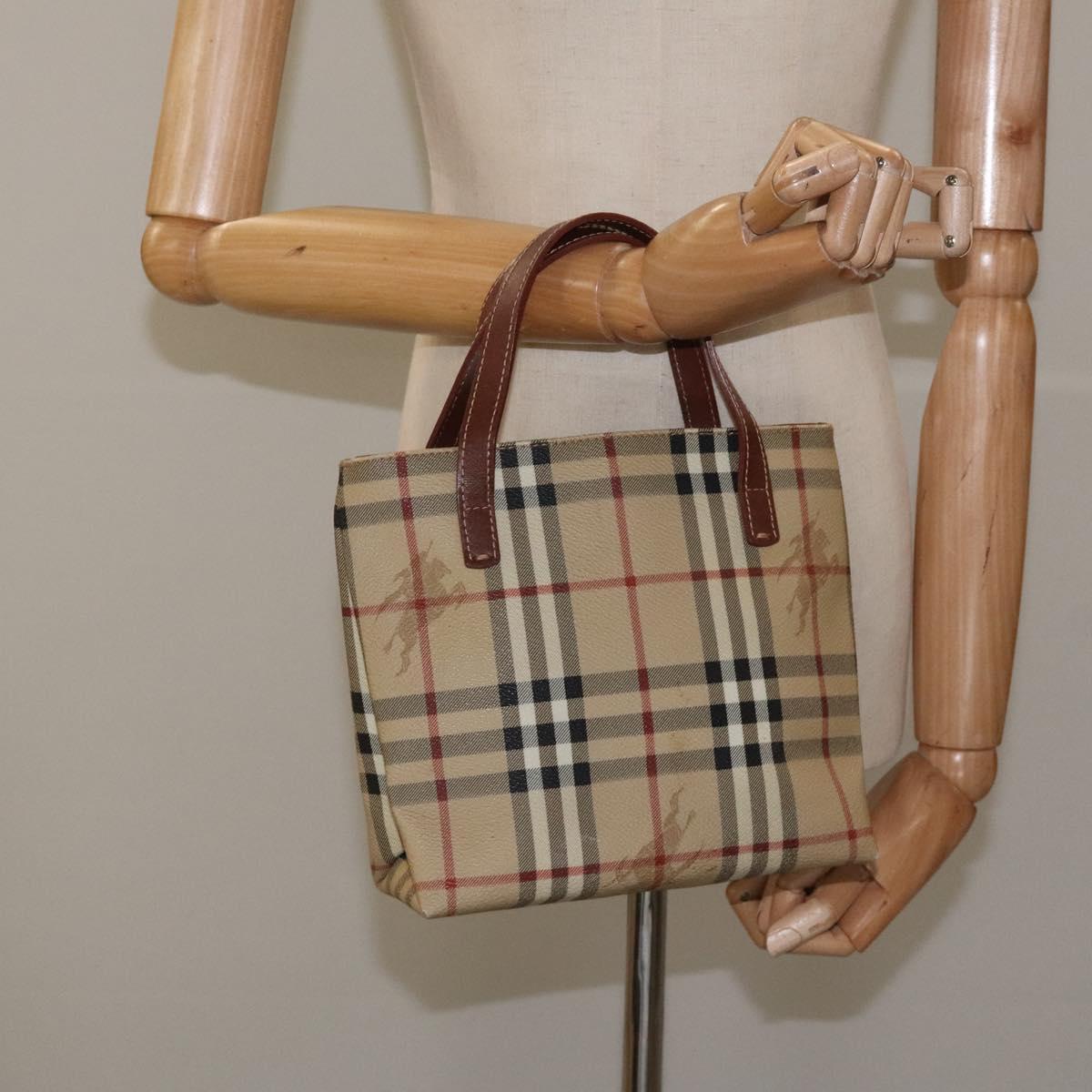 Burberry Haymarket Beige Canvas Handbag (Pre-Owned)